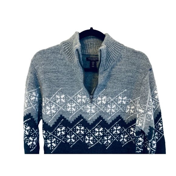 Made in Italy PAOLO MONDO Fair Island Pullover 1/4 Zip Sweater Blue Gray - Picture 4 of 10